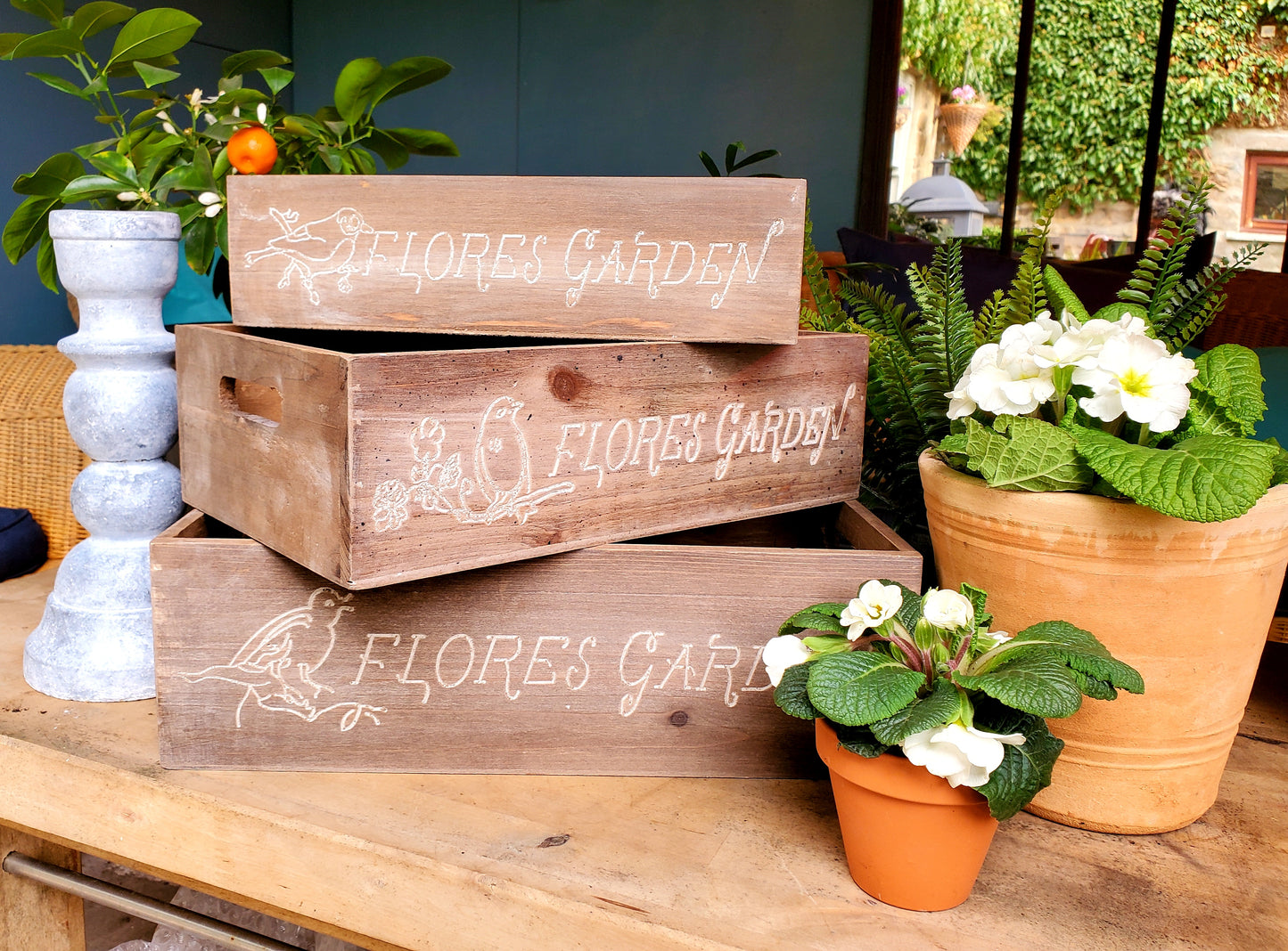 WOODEN BOX PLANTER