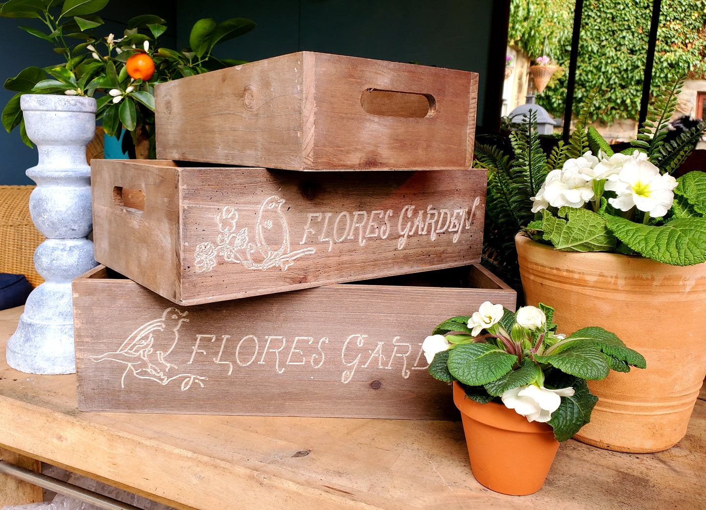WOODEN BOX PLANTER