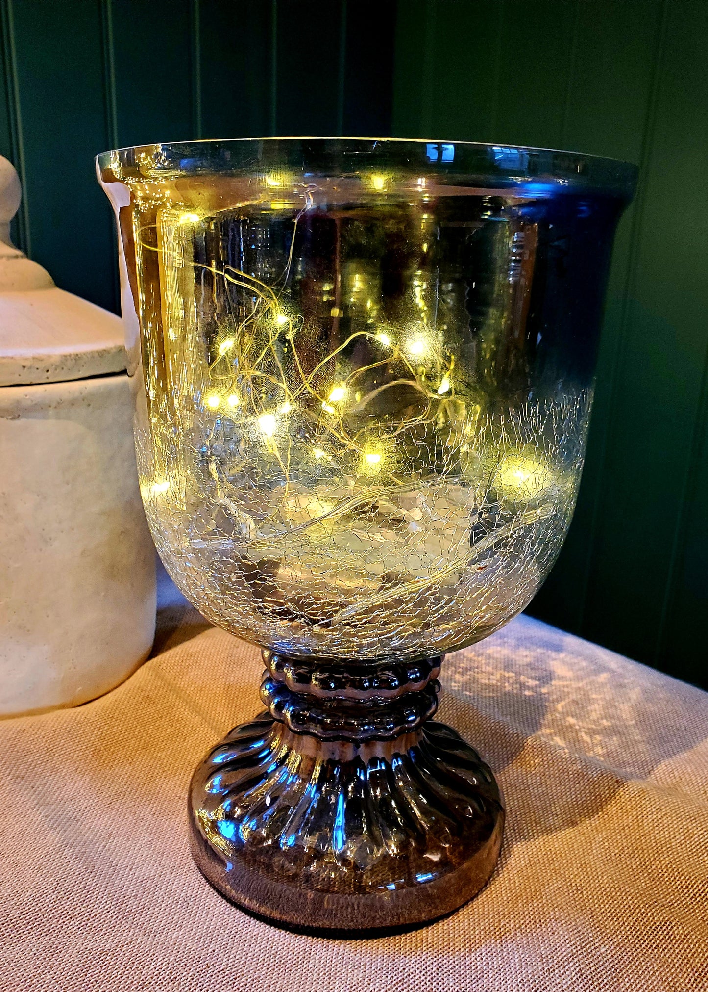 Crackled Smoked Midnight Hurricane Lamp