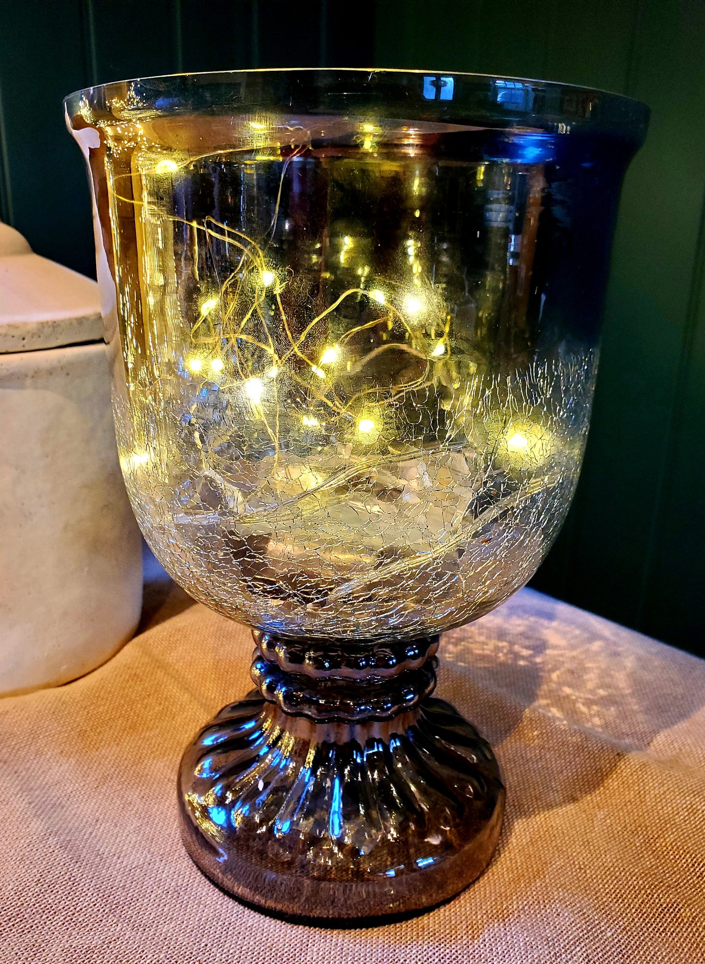 Crackled Smoked Midnight Hurricane Lamp