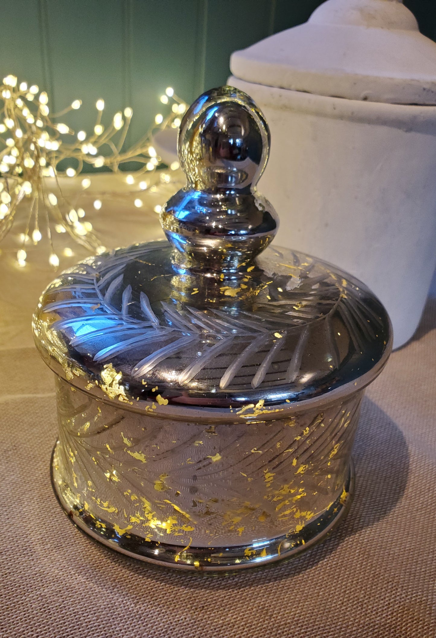 Silver Foil Effect Trinket Jar Small
