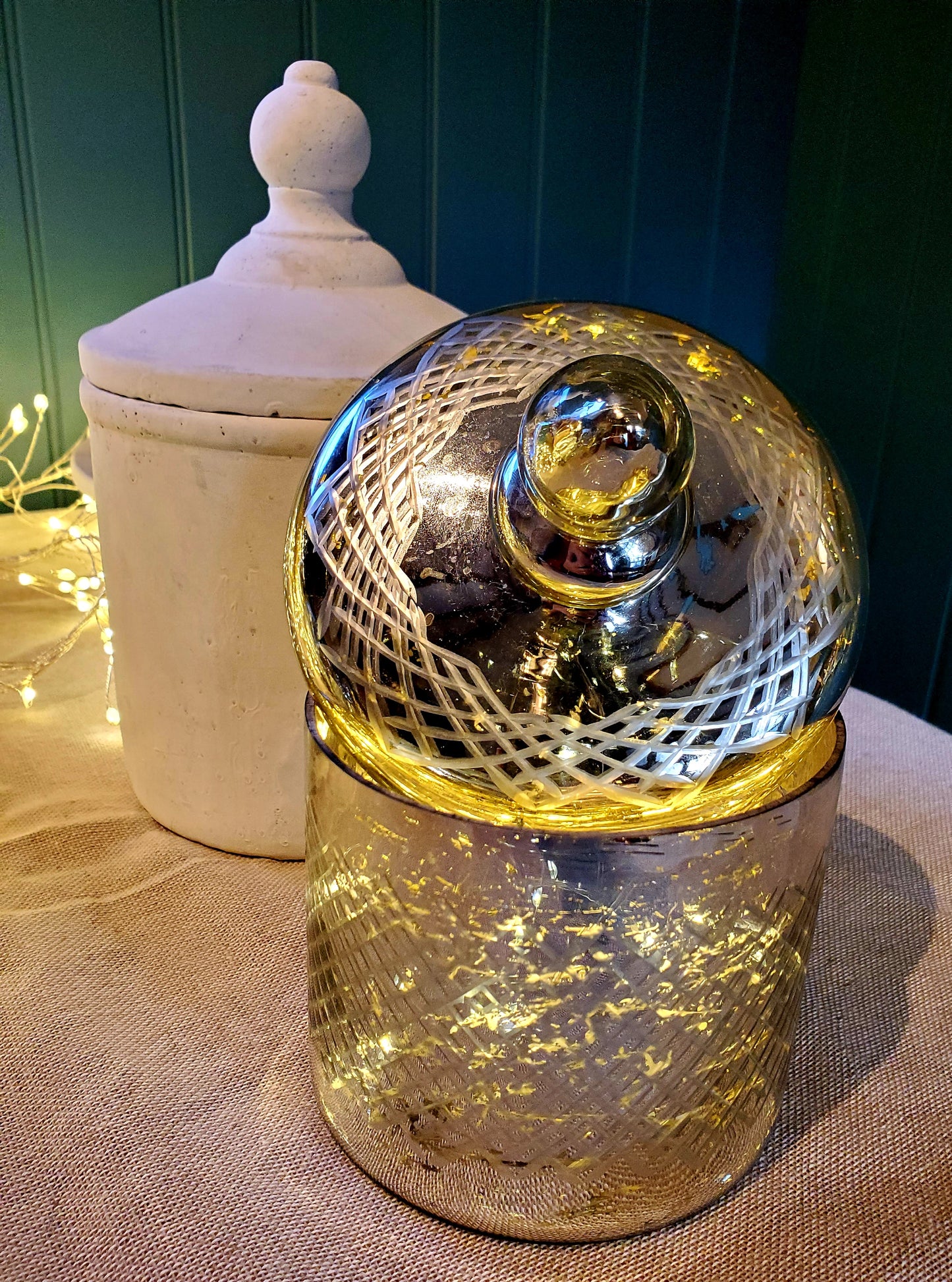 Lustre Collection Silver Etched Small Trinket Jar
