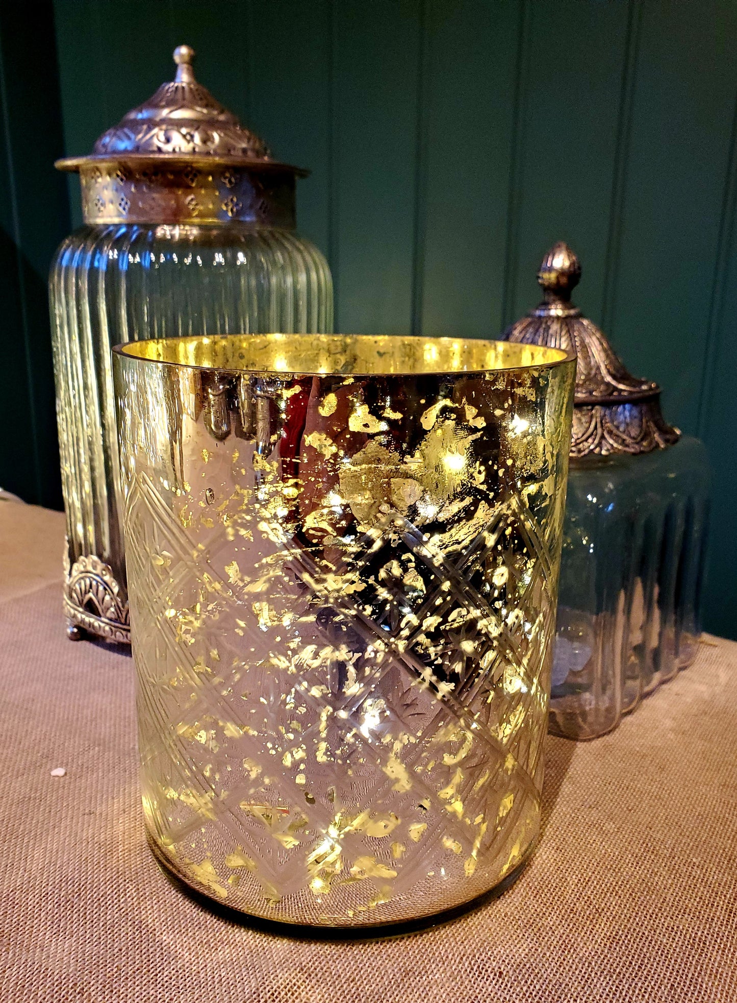 Silver Foil Effect Pillar Candle Holder
