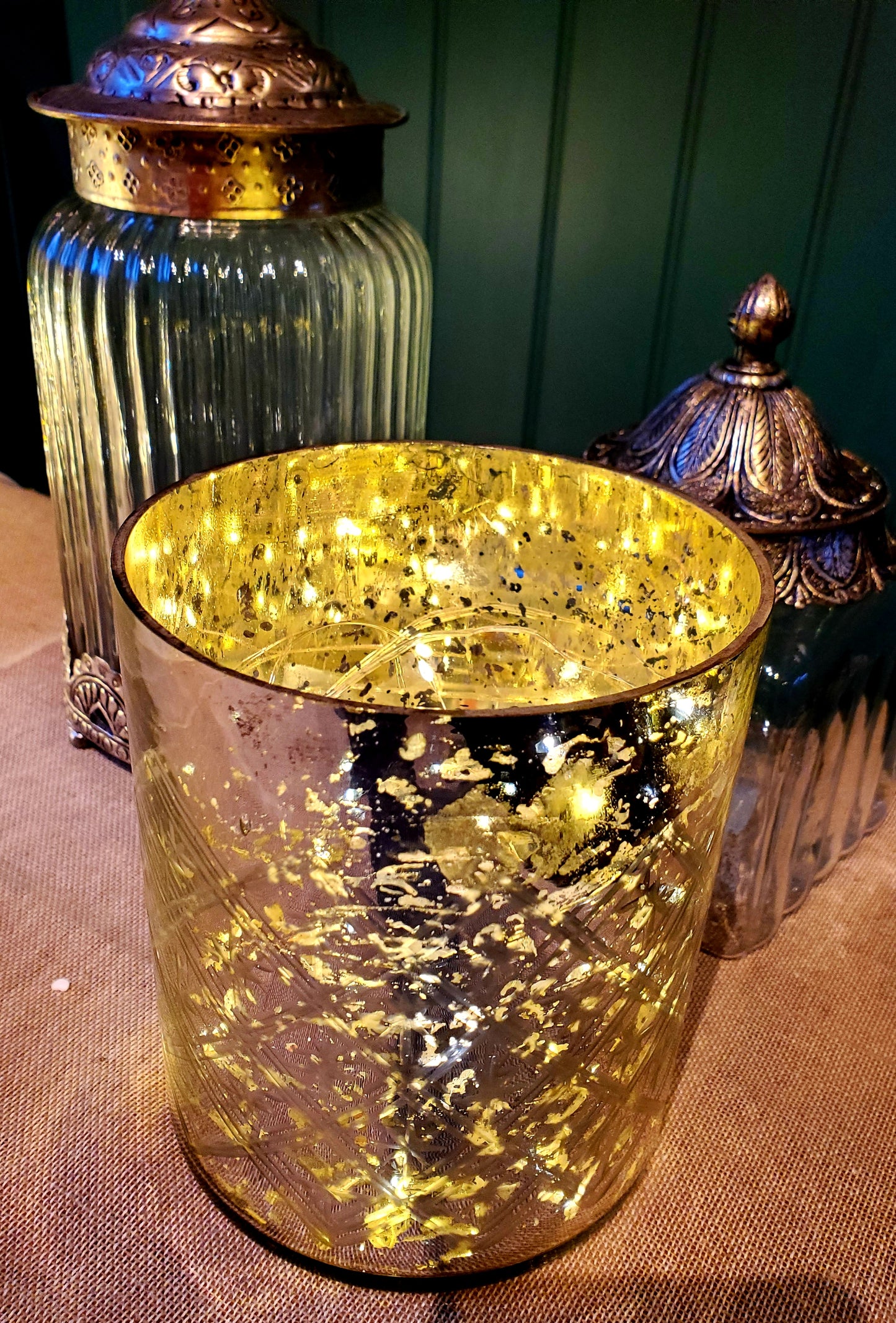 Silver Foil Effect Pillar Candle Holder