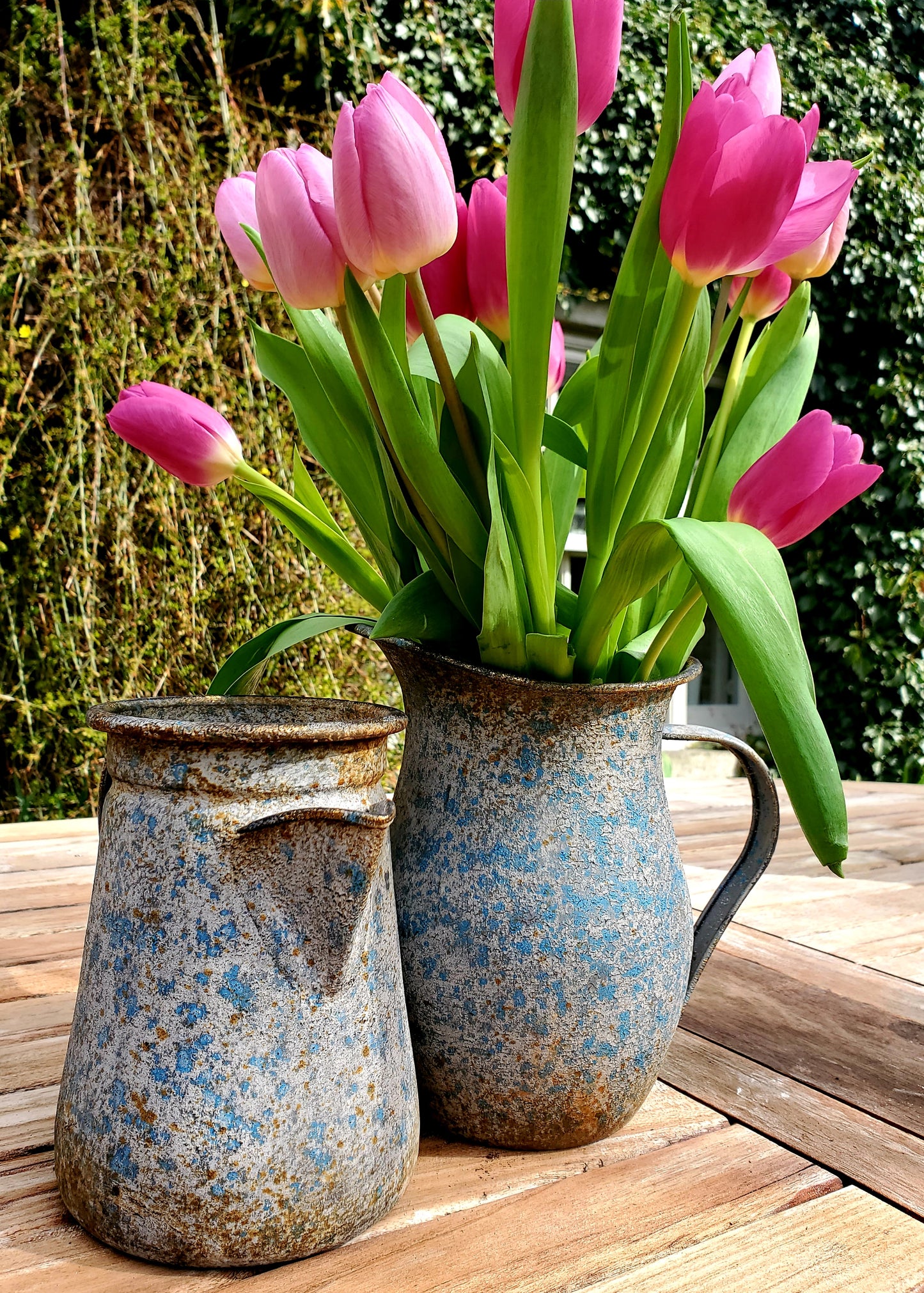 RUSTIC VERDIGRIS STYLE GARDEN WATER JUG VASE