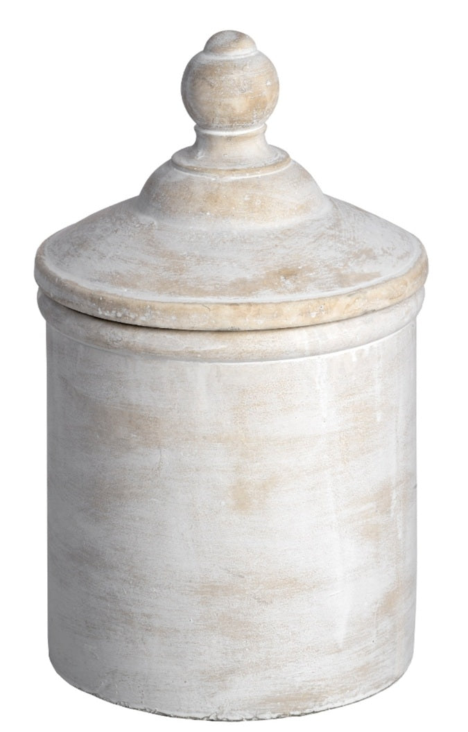 LARGE ANTIQUE WHITE CANNISTER