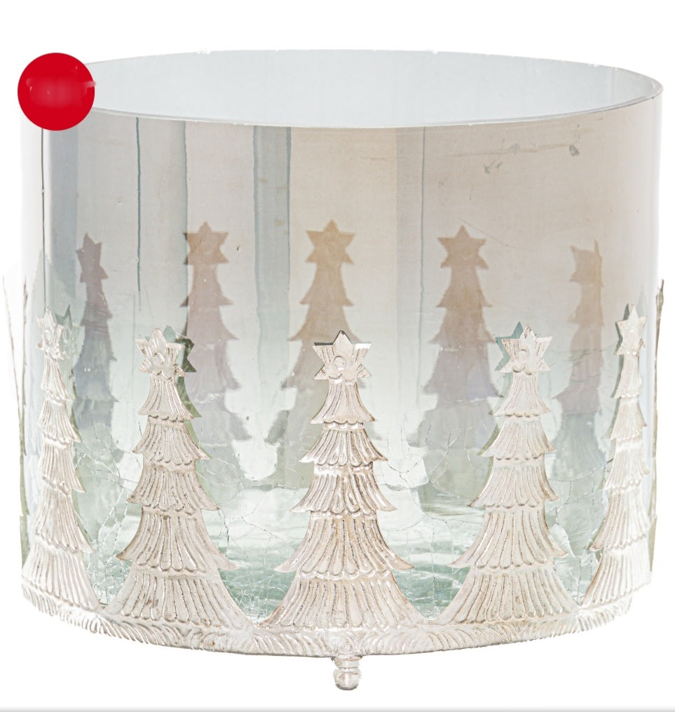 LARGE CHRISTMAS TREE CRACKLED CANDLE HOLDER