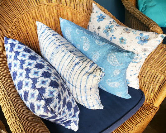 BLUE PATTERNED CUSHION PAIR